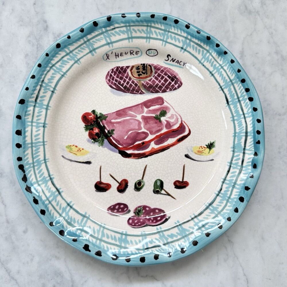 Nathalie Lété Plate Snack Time "L'Heure du Snack" 10" Dinner Plate Anthropologie